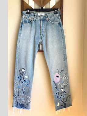 Worn Once 26 Bliss and Mischief Wildflower Embroidered Denim Jeans (27x28) Levis